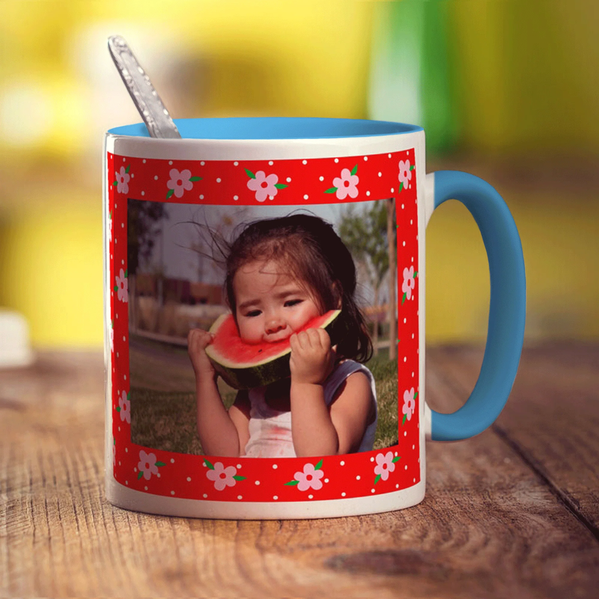 Red Floral Photo Mug - Image 5