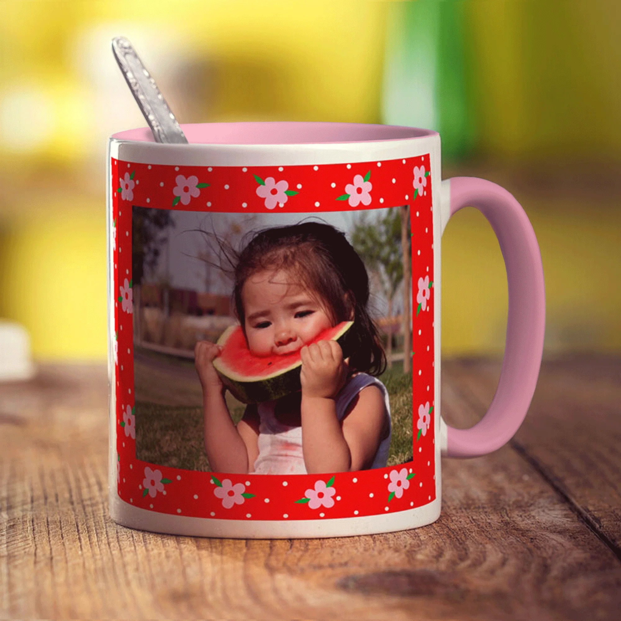 Red Floral Photo Mug - Image 6