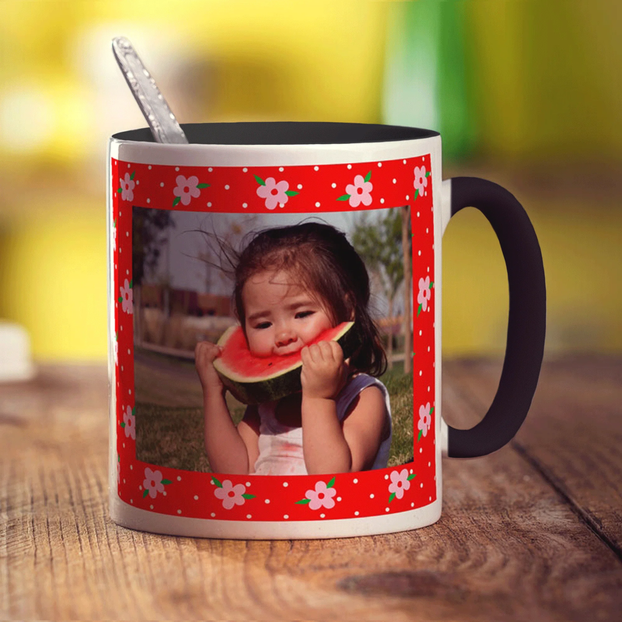 Red Floral Photo Mug - Image 7