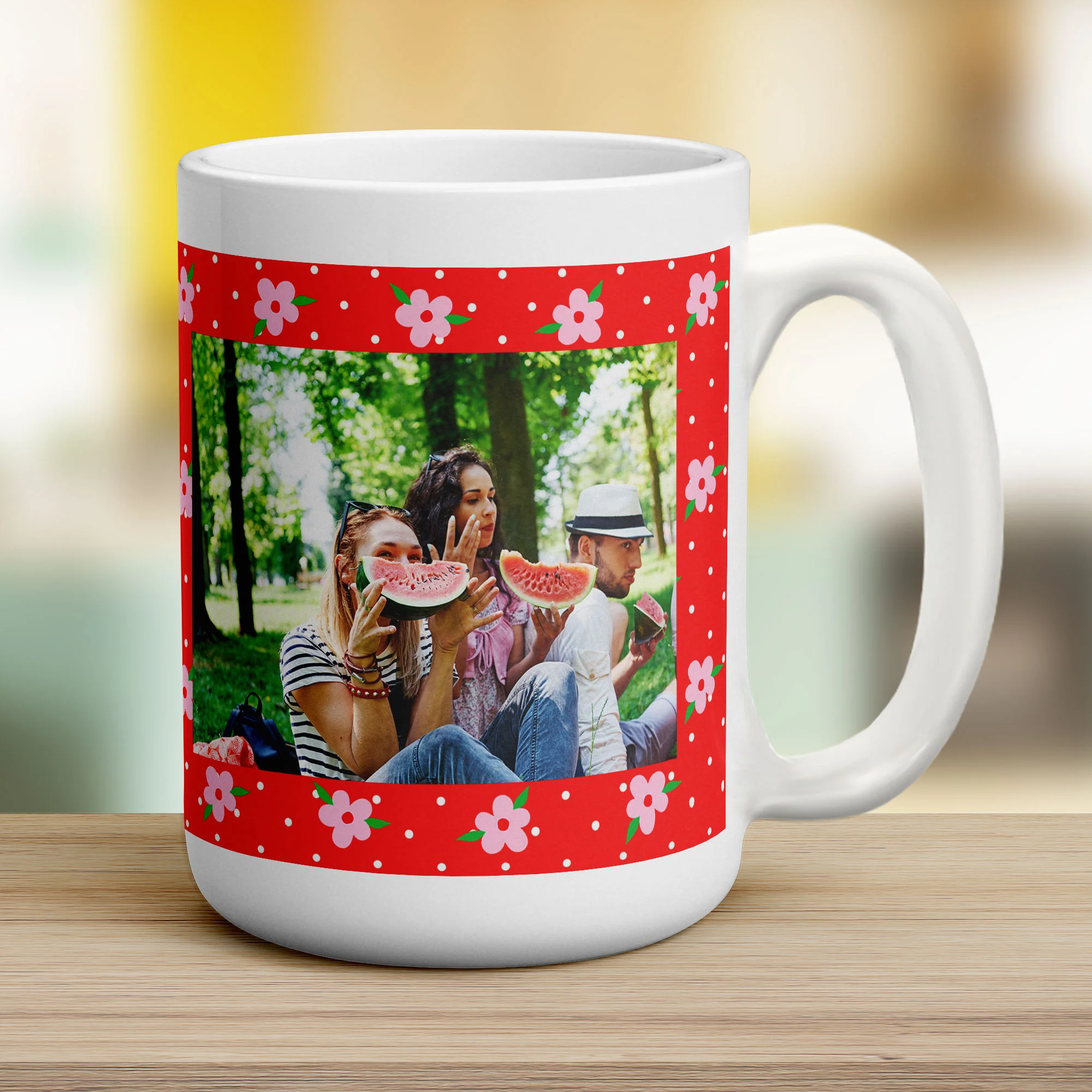 Red Floral Photo Mug - Image 9
