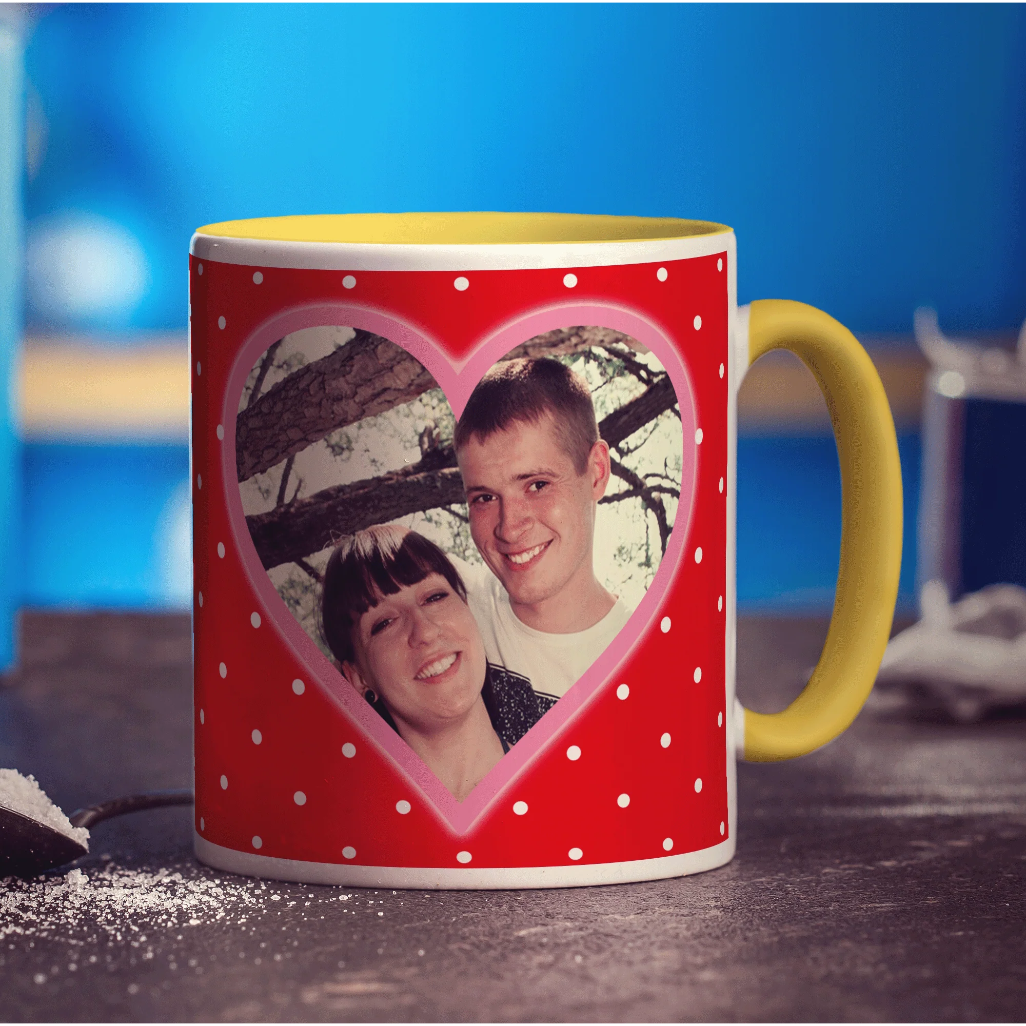 Red Polka Dot & Pink Heart Photo Mug - Image 11