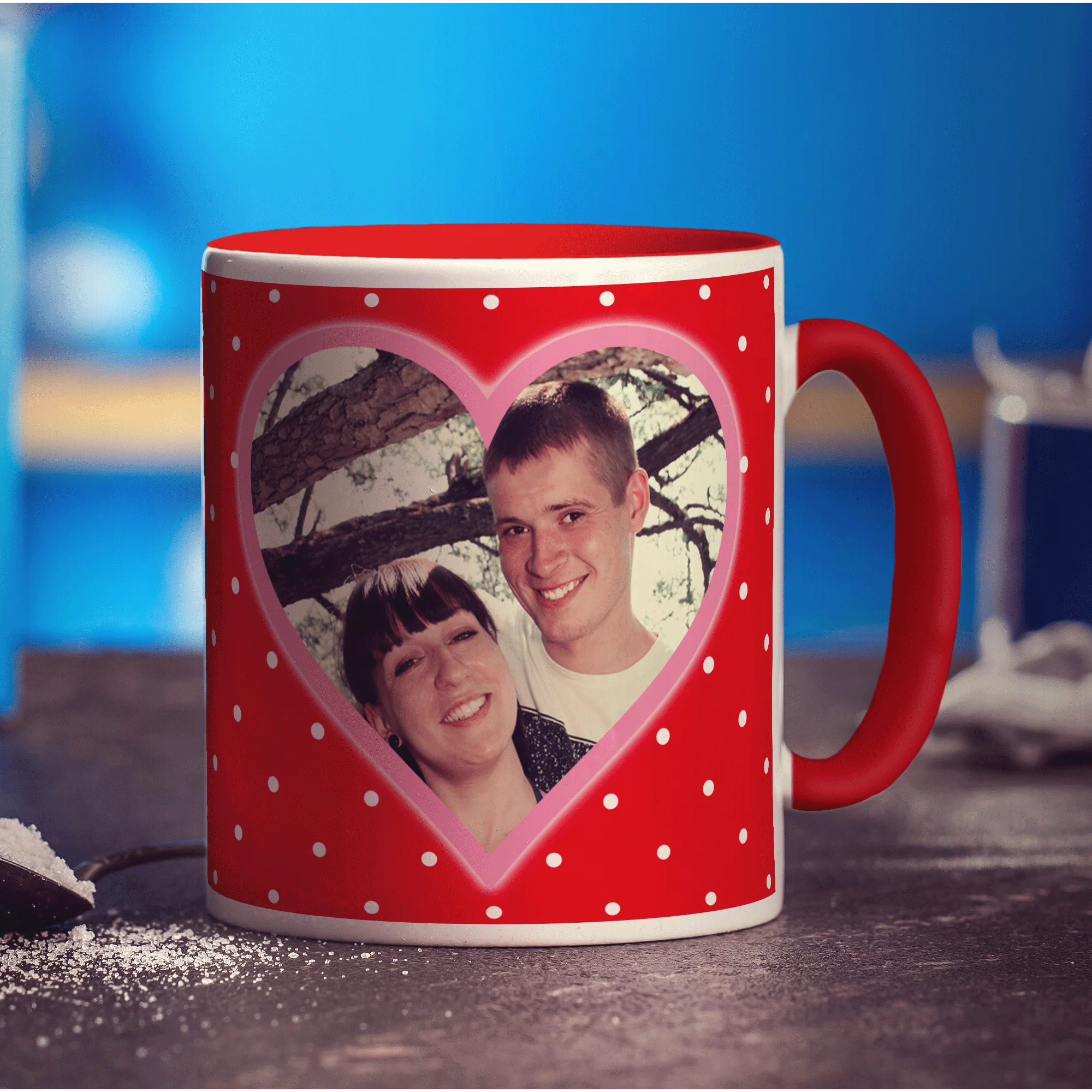 Red Polka Dot & Pink Heart Photo Mug - Image 17