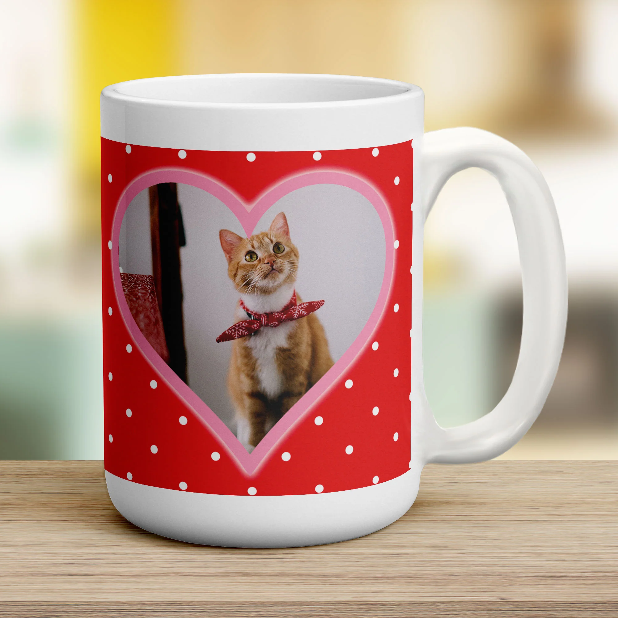 Red Polka Dot & Pink Heart Photo Mug - Image 18