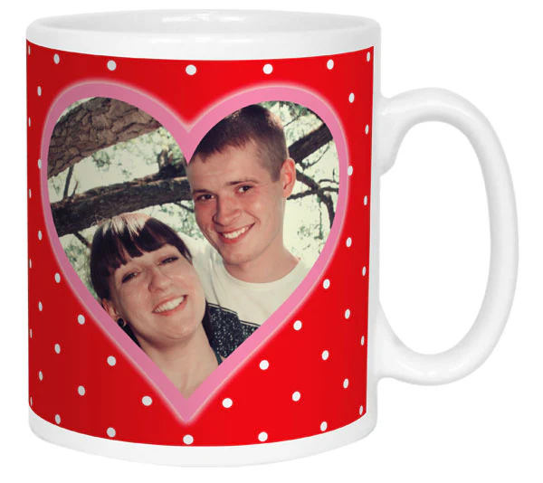 Red Polka Dot & Pink Heart Photo Mug - Image 3