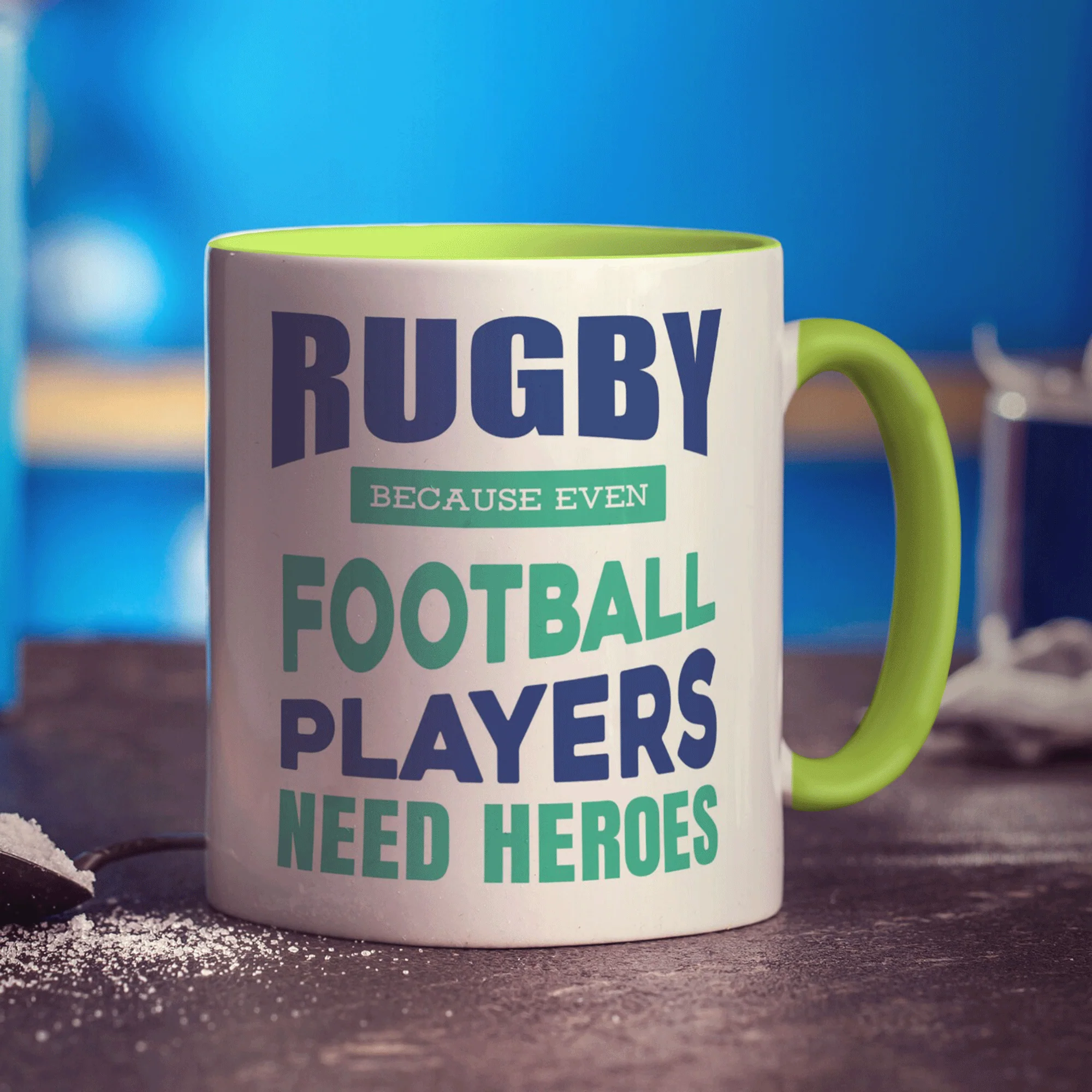 Rugby Because Even Football Players Need Heroes Mug - Image 9