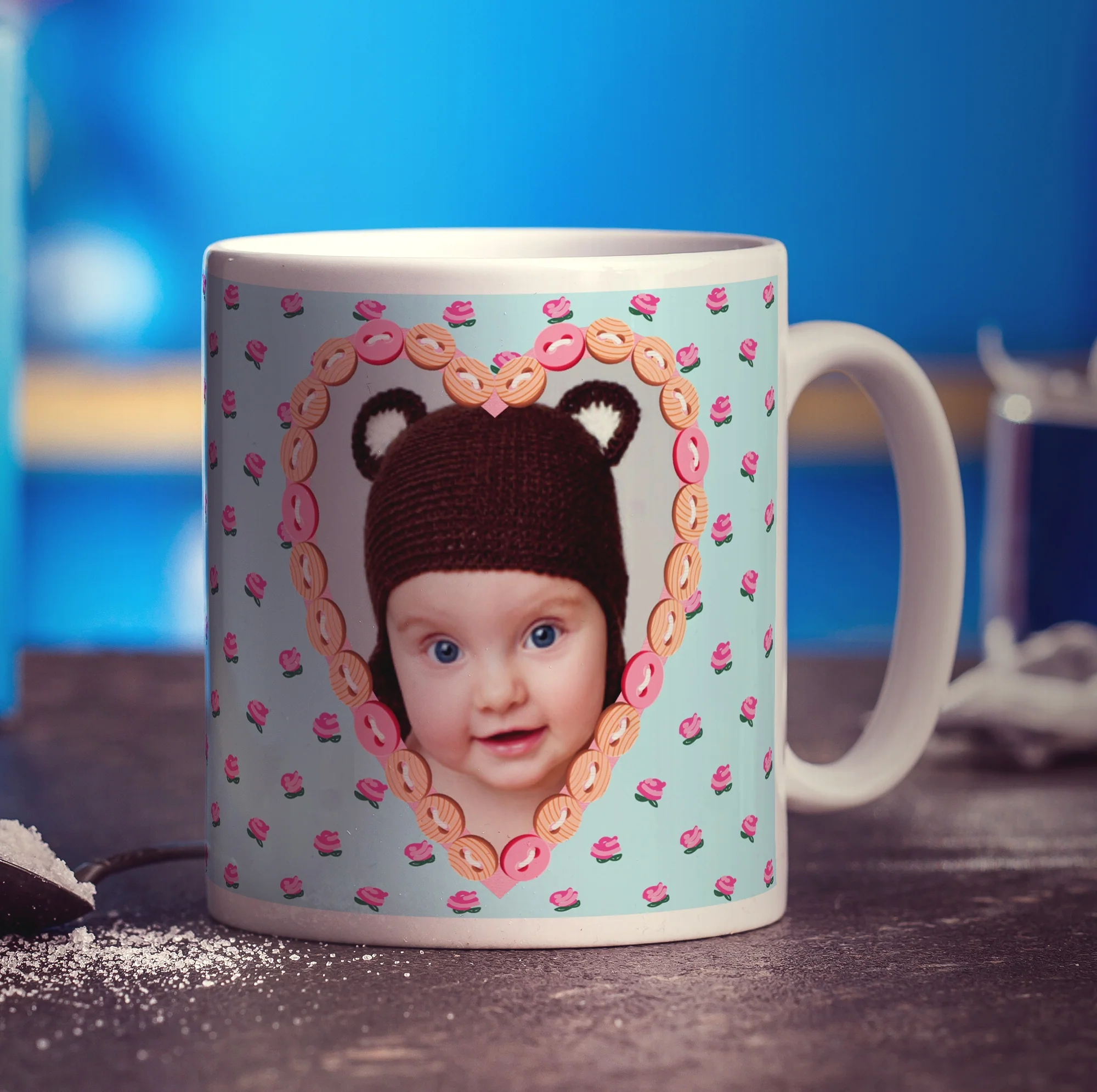 Shabby Chic Button Heart Photo Mug - Image 7