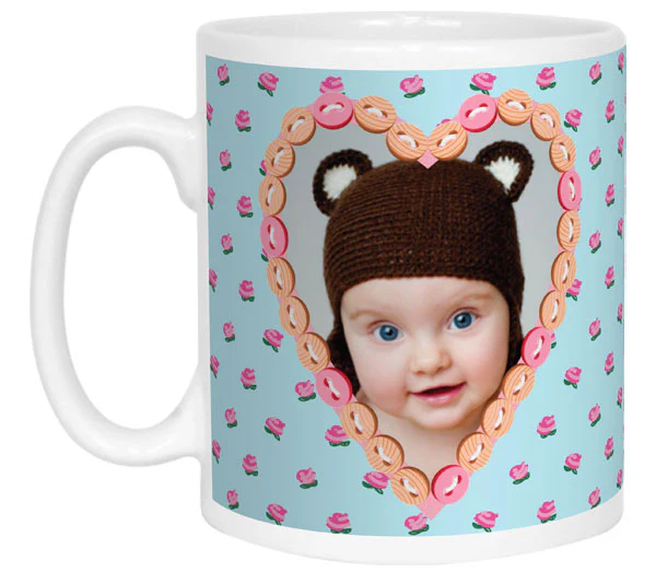 Shabby Chic Button Heart Photo Mug - Image 9