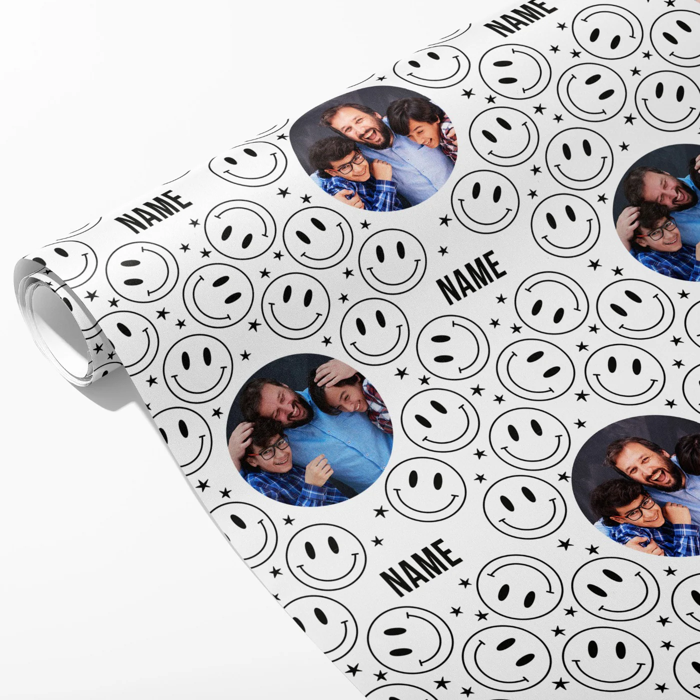 Smiley Face Name and Photo Wrapping Paper - Image 2