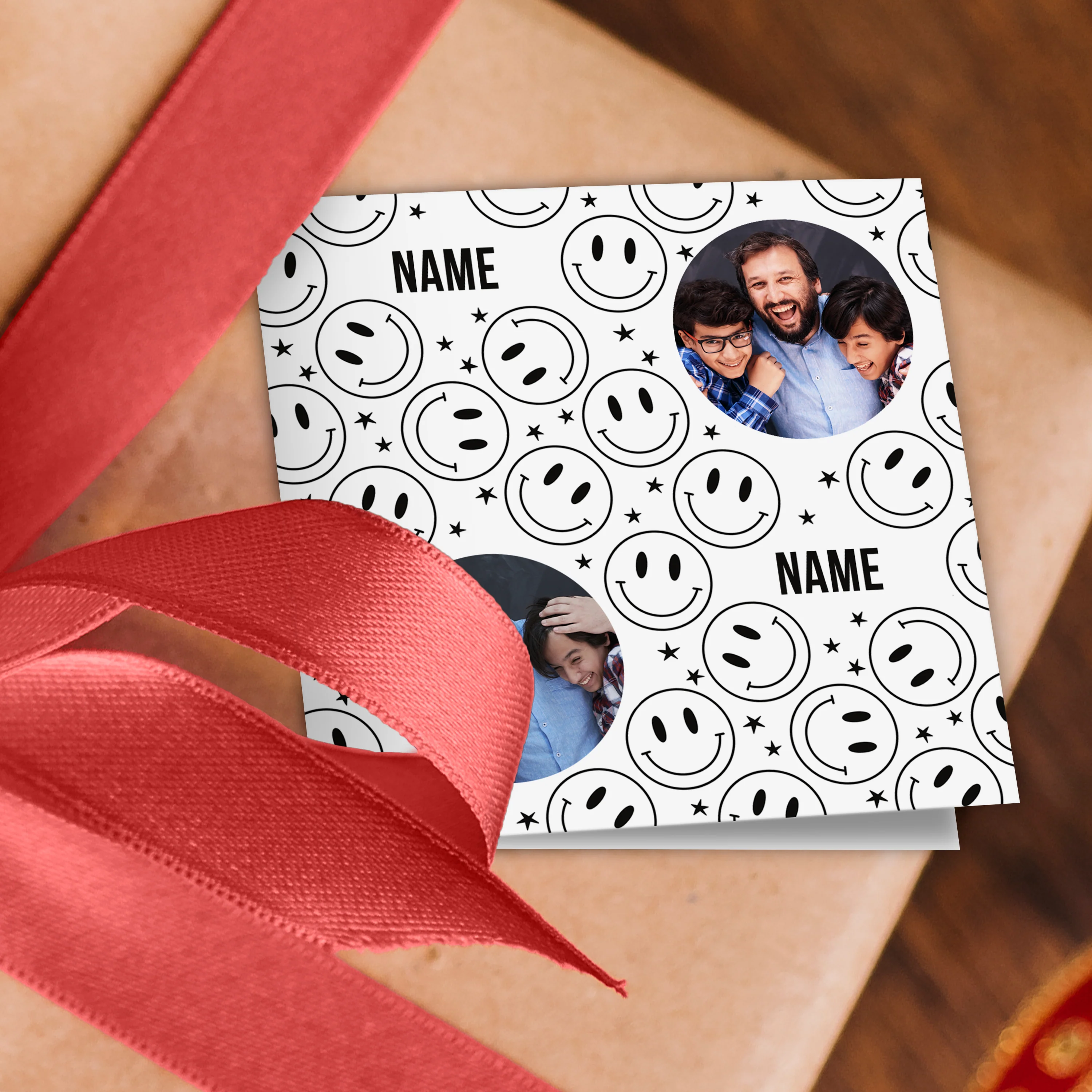 Smiley Face Name and Photo Wrapping Paper - Image 3