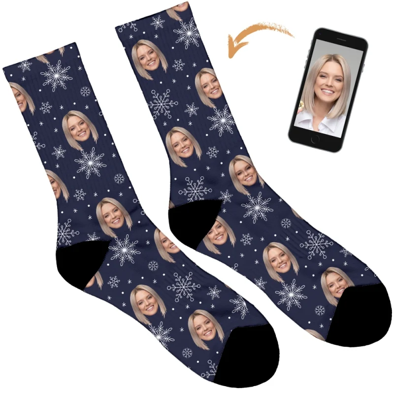 Snowflake Design Personalised Socks - Image 28