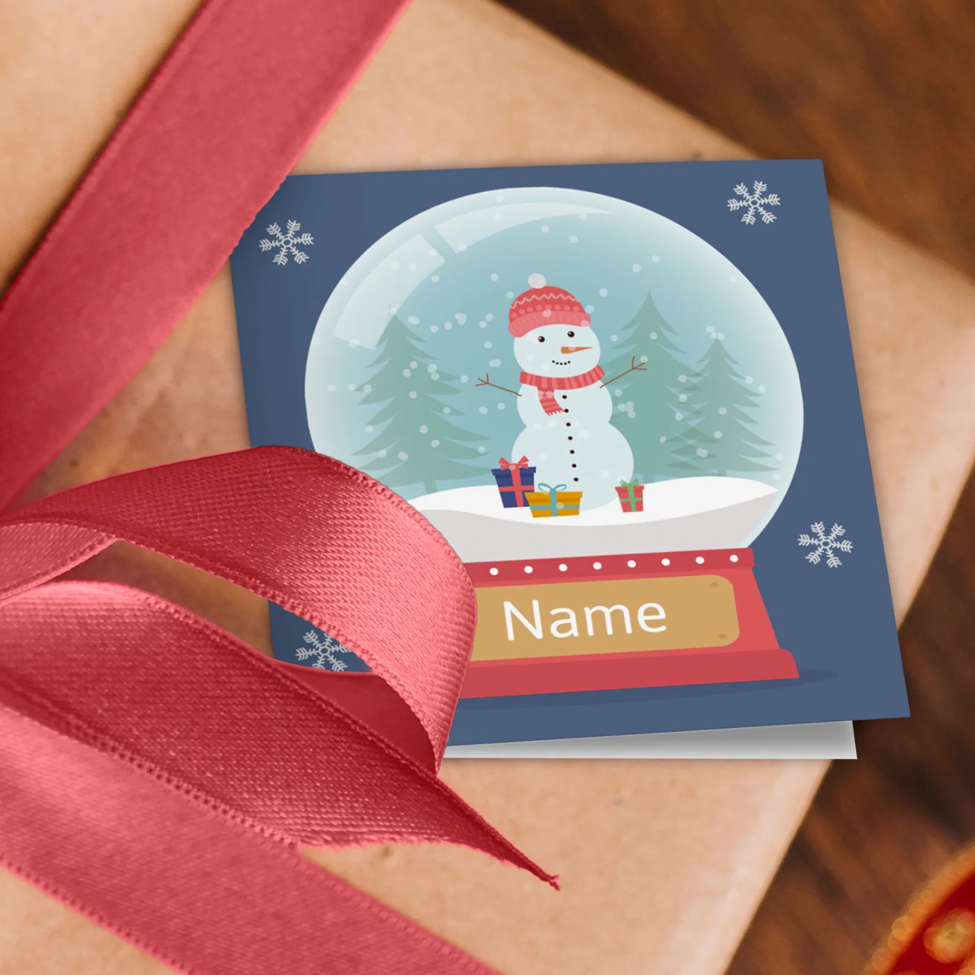 Snowman Globe Name Wrapping Paper - Image 2