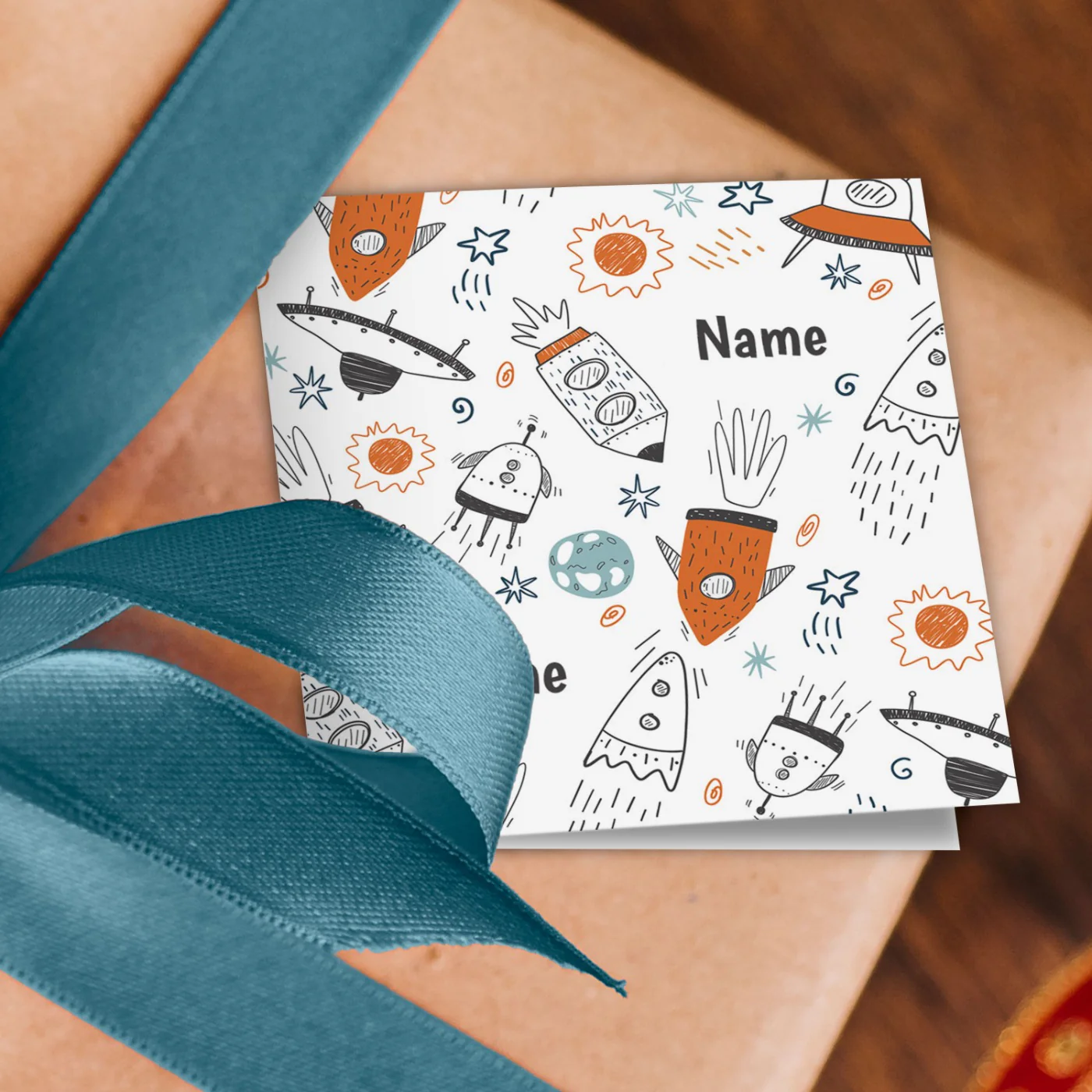 Spaceships Name Wrapping Paper - Image 2