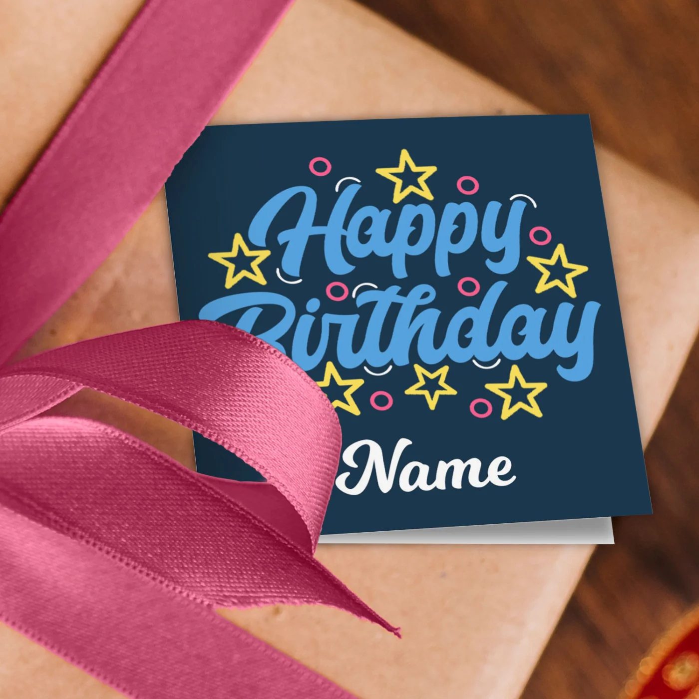 Starry Happy Birthday Name Wrapping Paper - Image 2