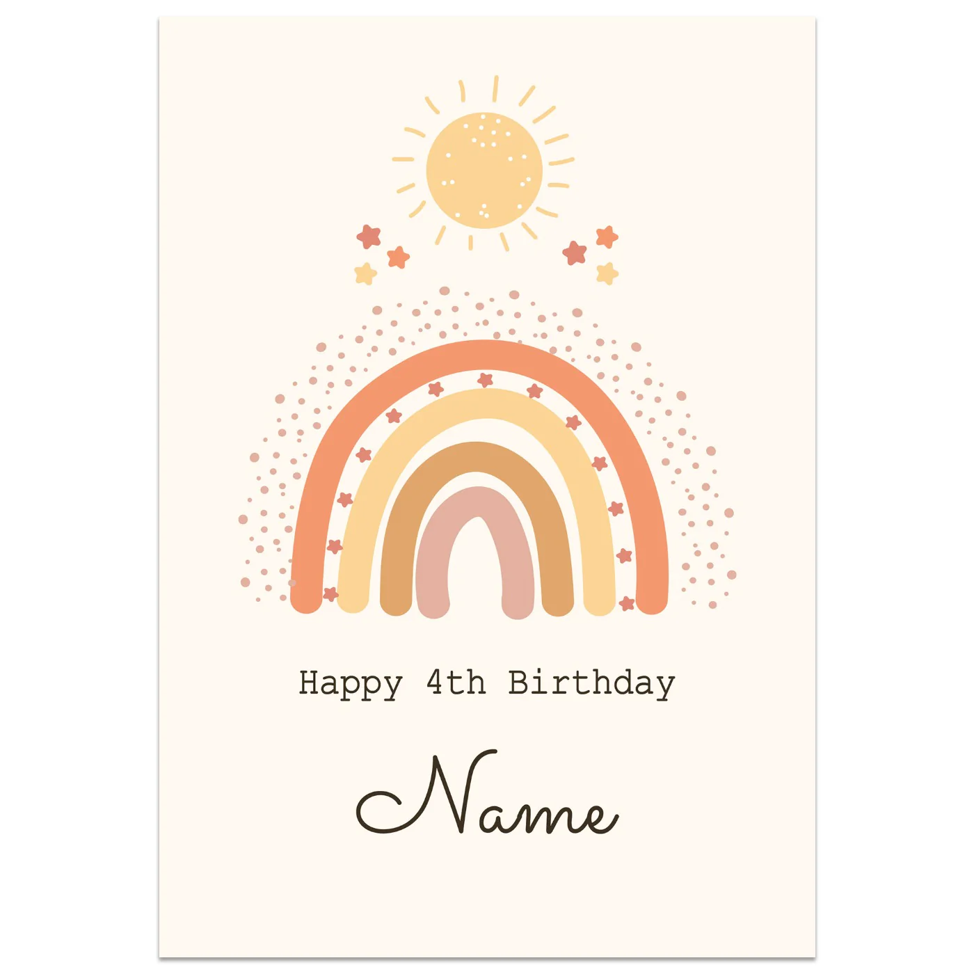 Sunny Rainbow 4th Birthday Card