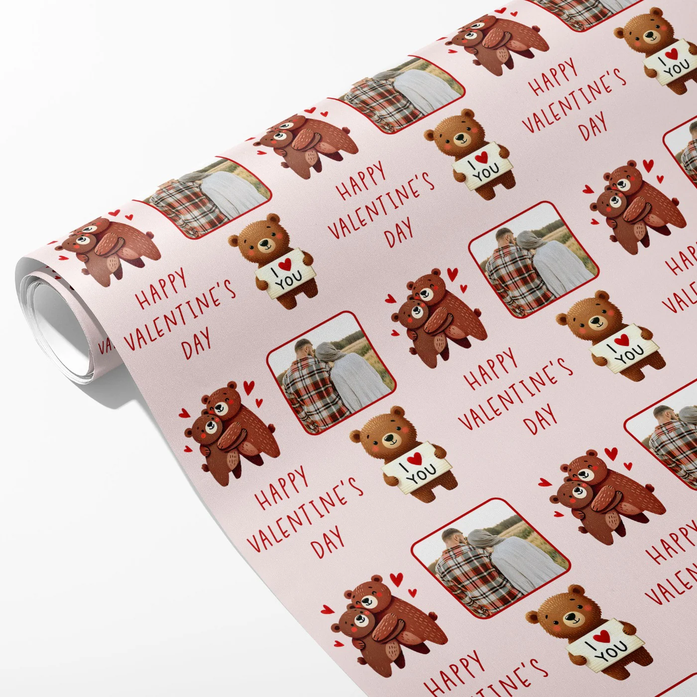 Teddy Bear Valentine's Day Photo Wrapping Paper - Image 2