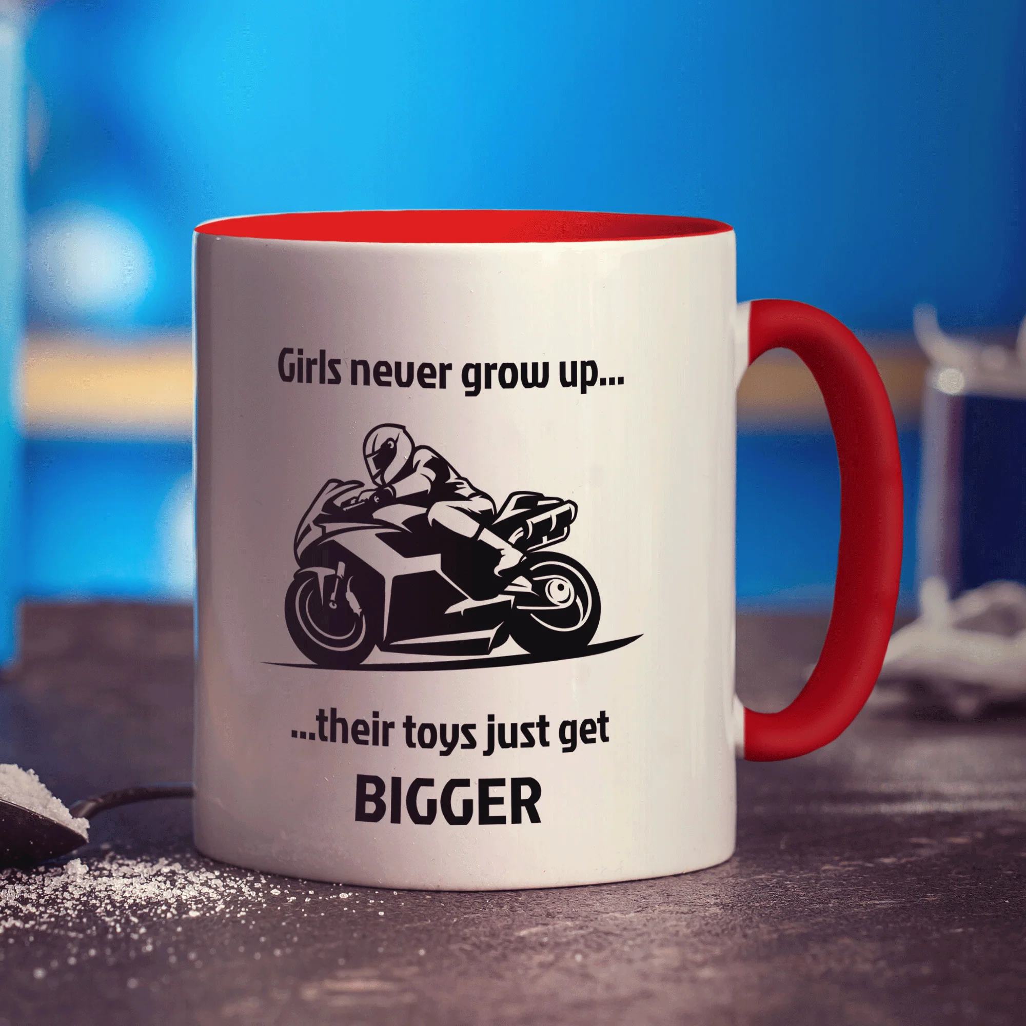 Girls Don't Grow Up, Their Toys Just Get Bigger Motorbike Mug - Image 11