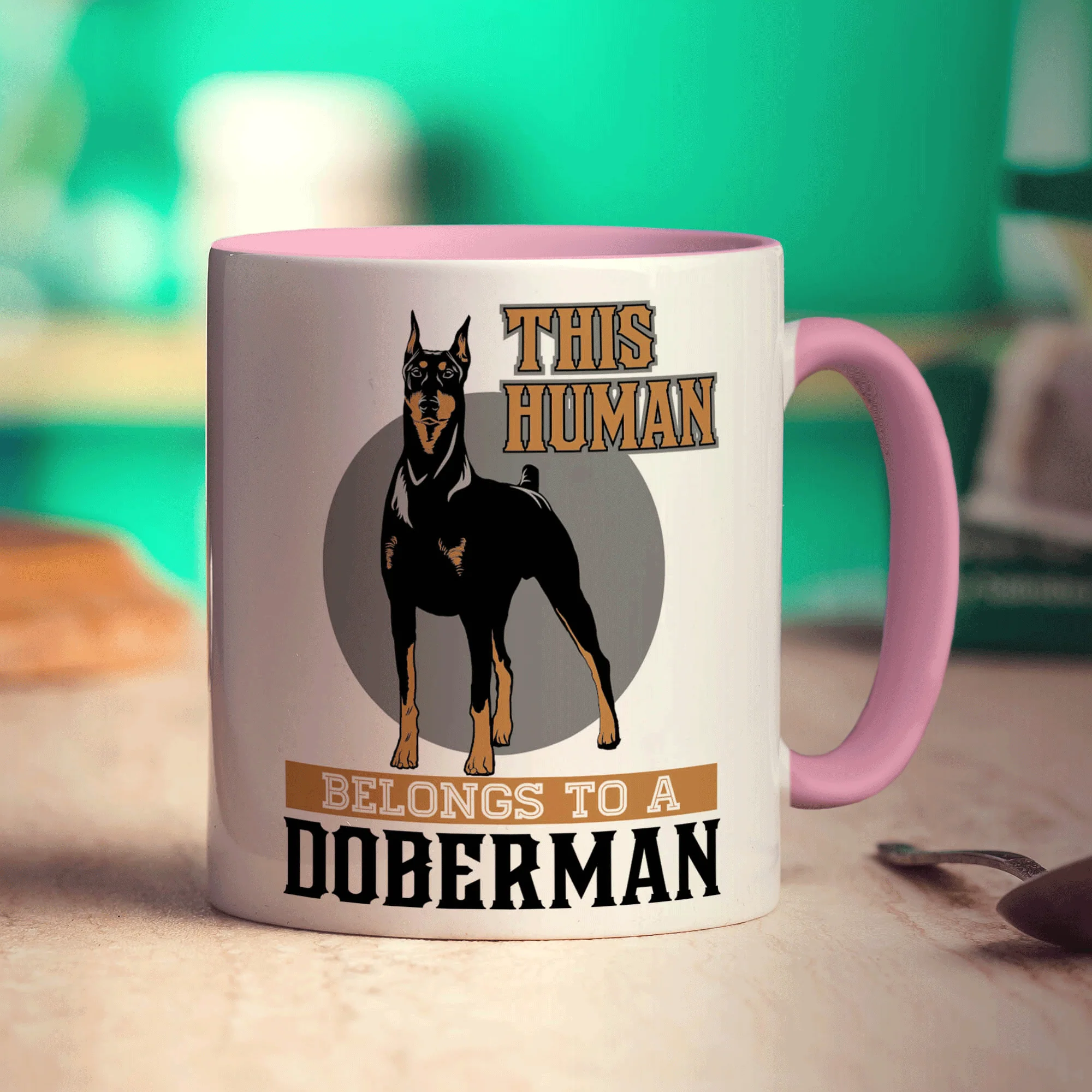 This Human Belongs To A Doberman Mug - Image 9
