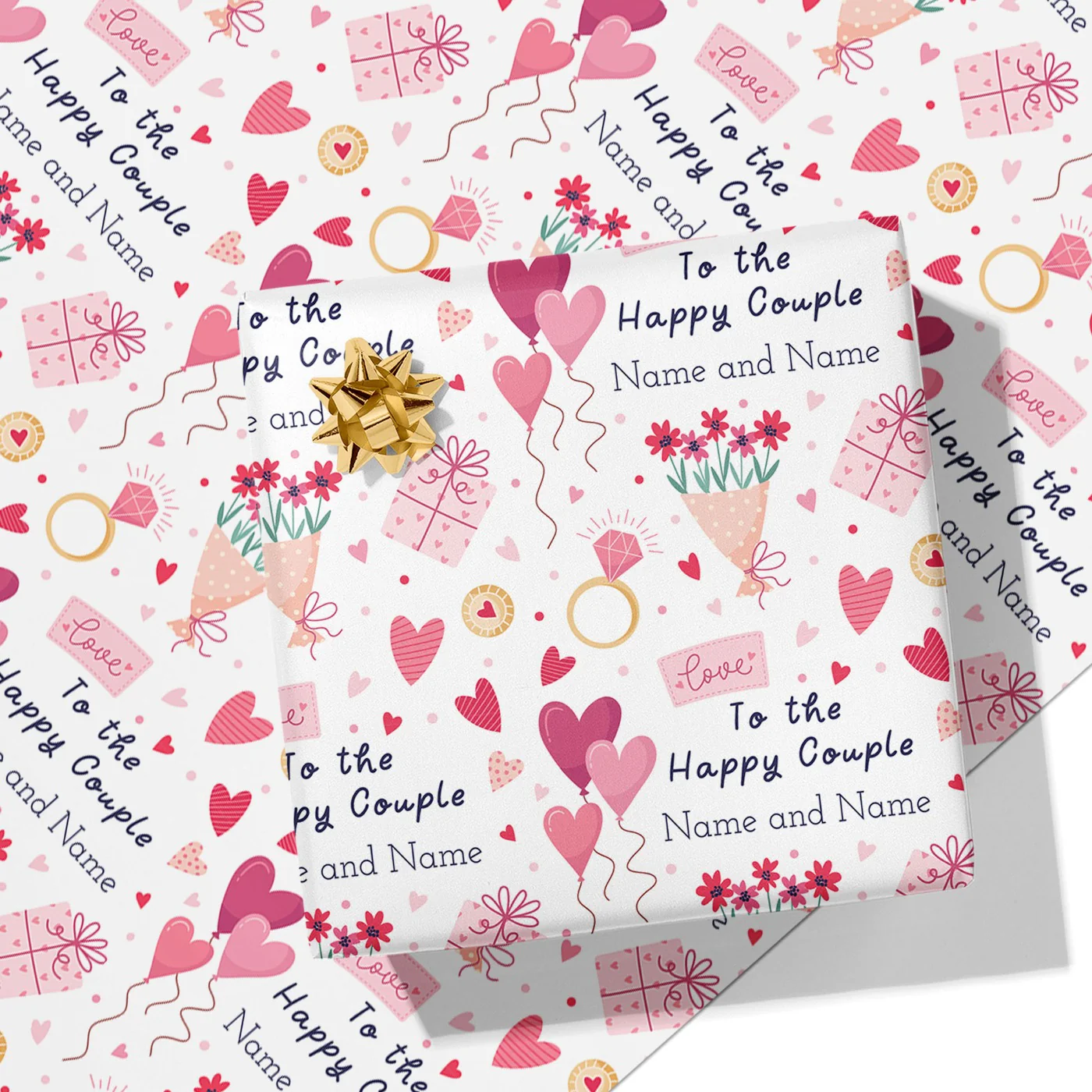 To the Happy Couple Names Wrapping Paper