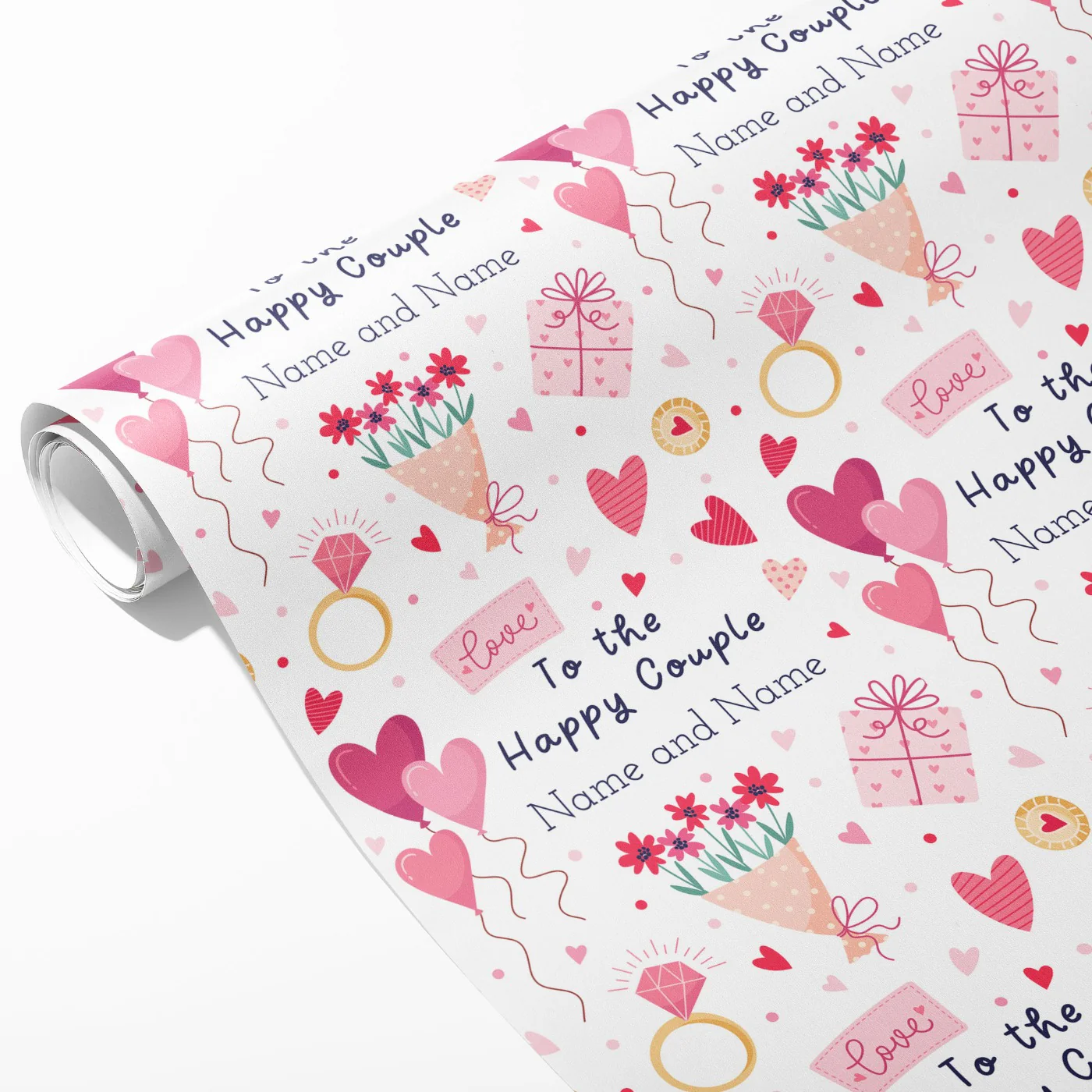 To the Happy Couple Names Wrapping Paper - Image 2