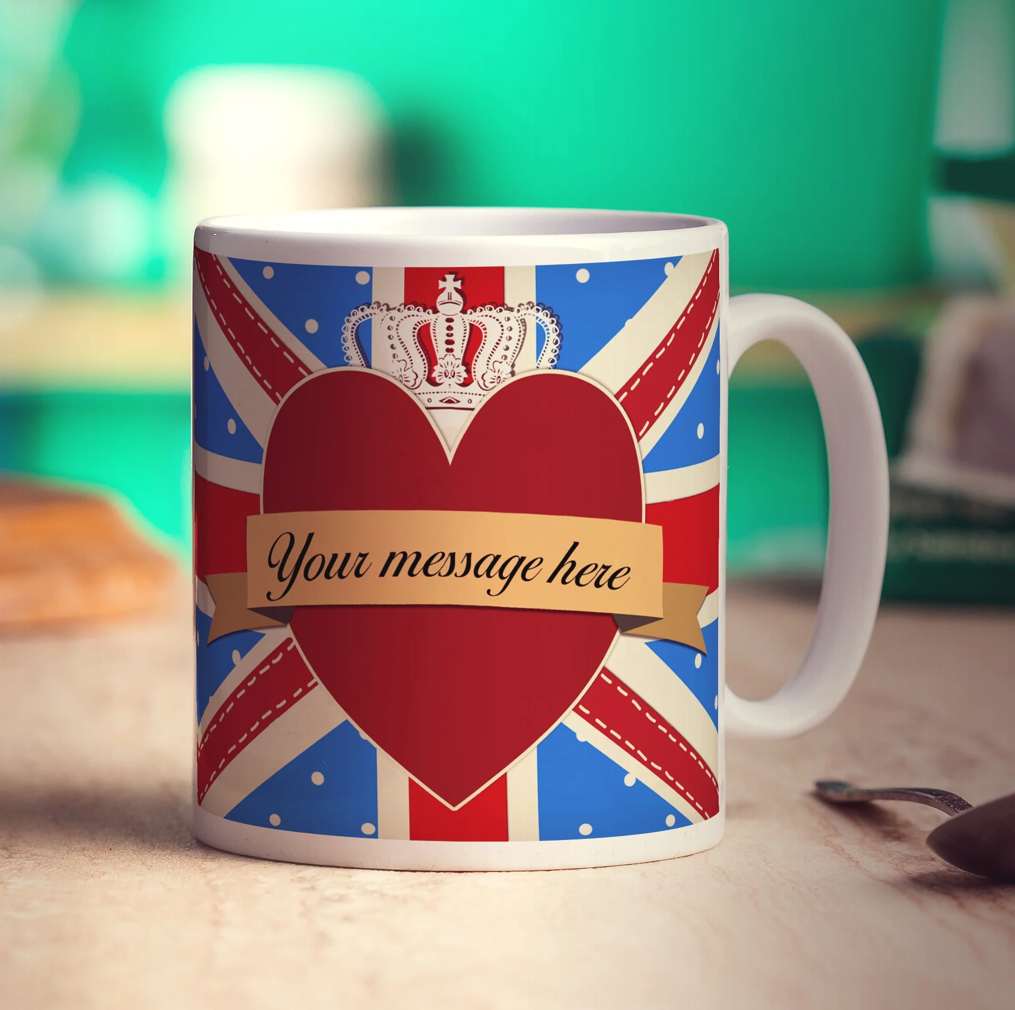 Union Jack Royal Heart Message Mug - Image 6