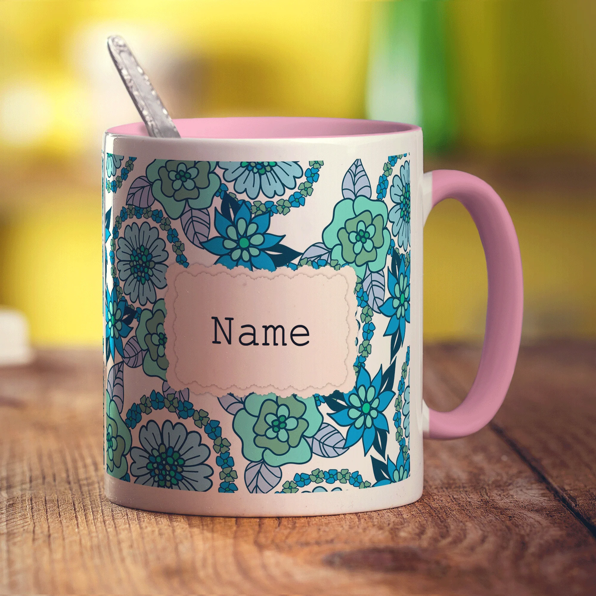 Vintage Style Personalised Name Mug - Blue - Image 13