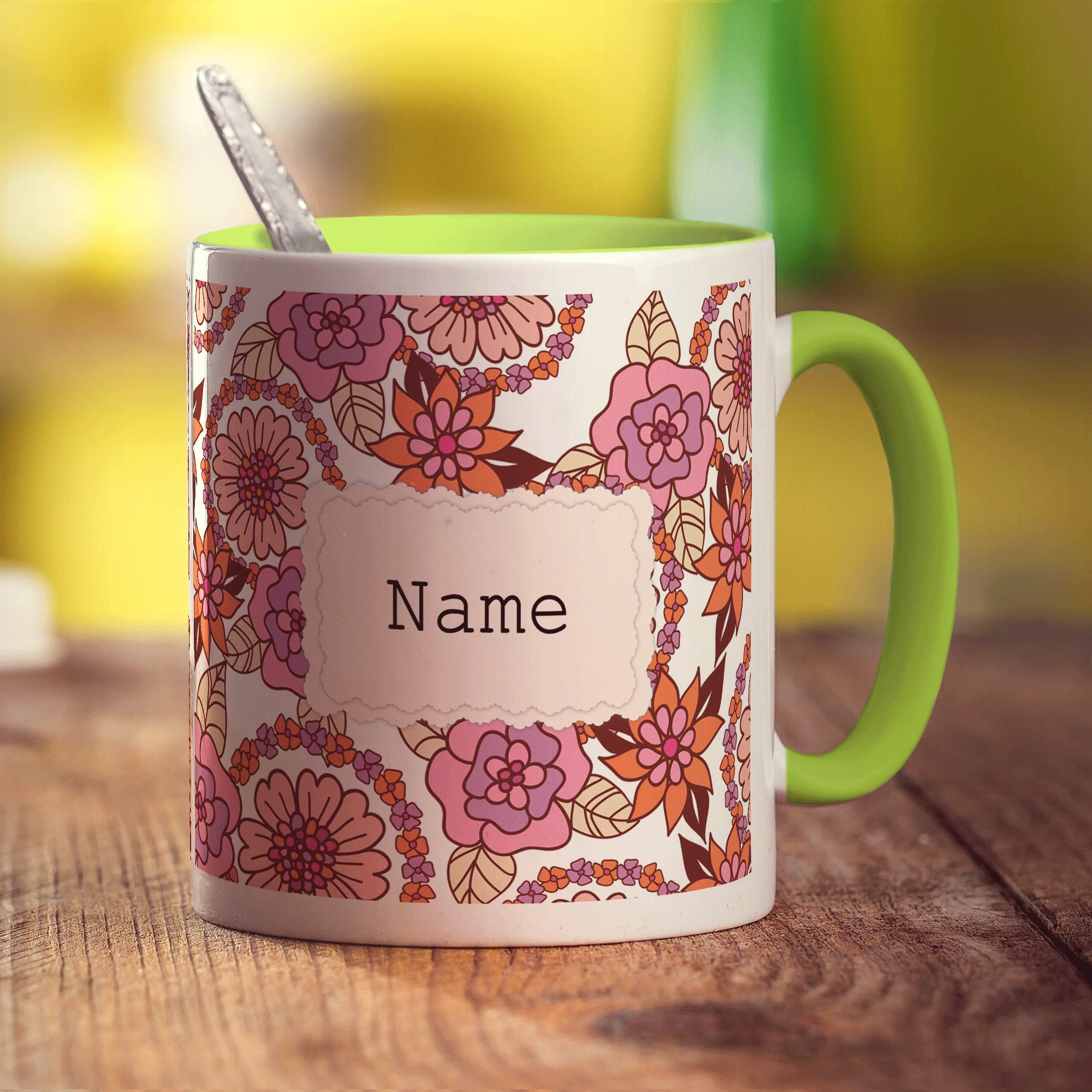 Vintage Style Personalised Name Mug - Pink - Image 11