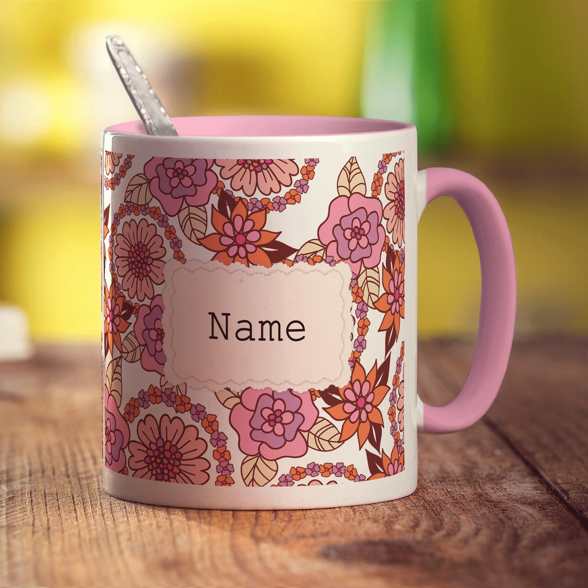 Vintage Style Personalised Name Mug - Pink - Image 13