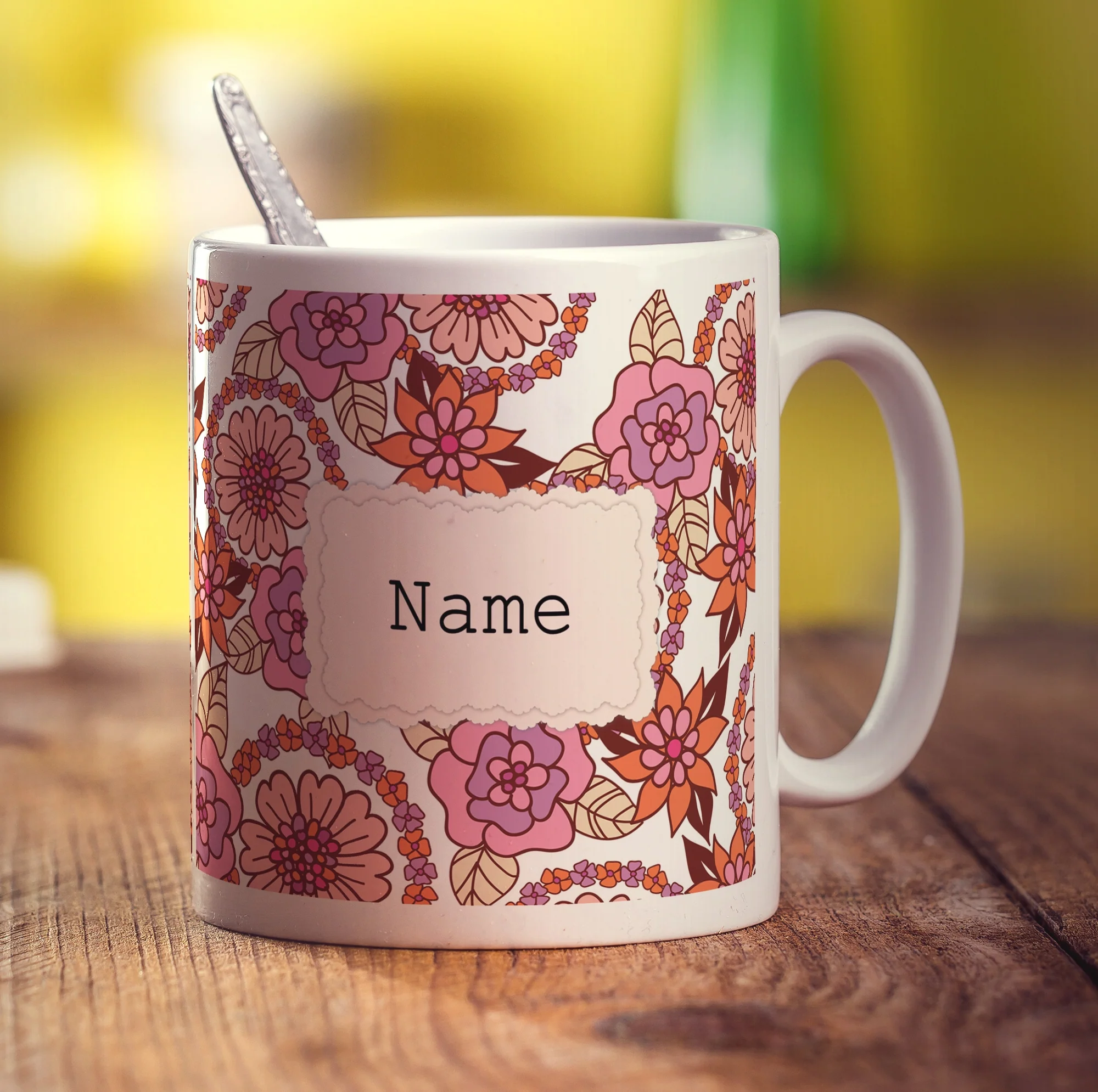Vintage Style Personalised Name Mug - Pink - Image 5
