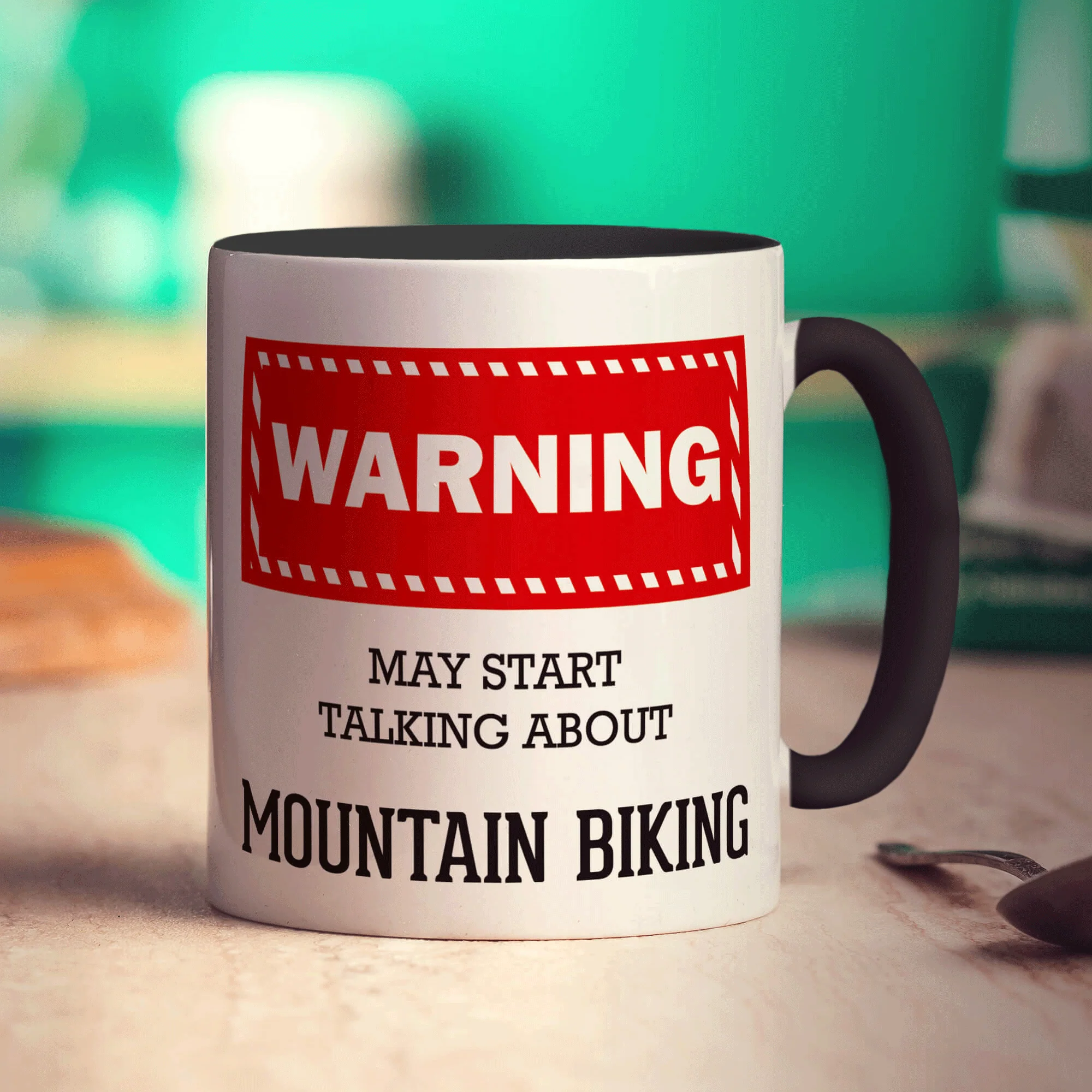 Warning! May Start Talking About Mountain Biking Mug - Image 10
