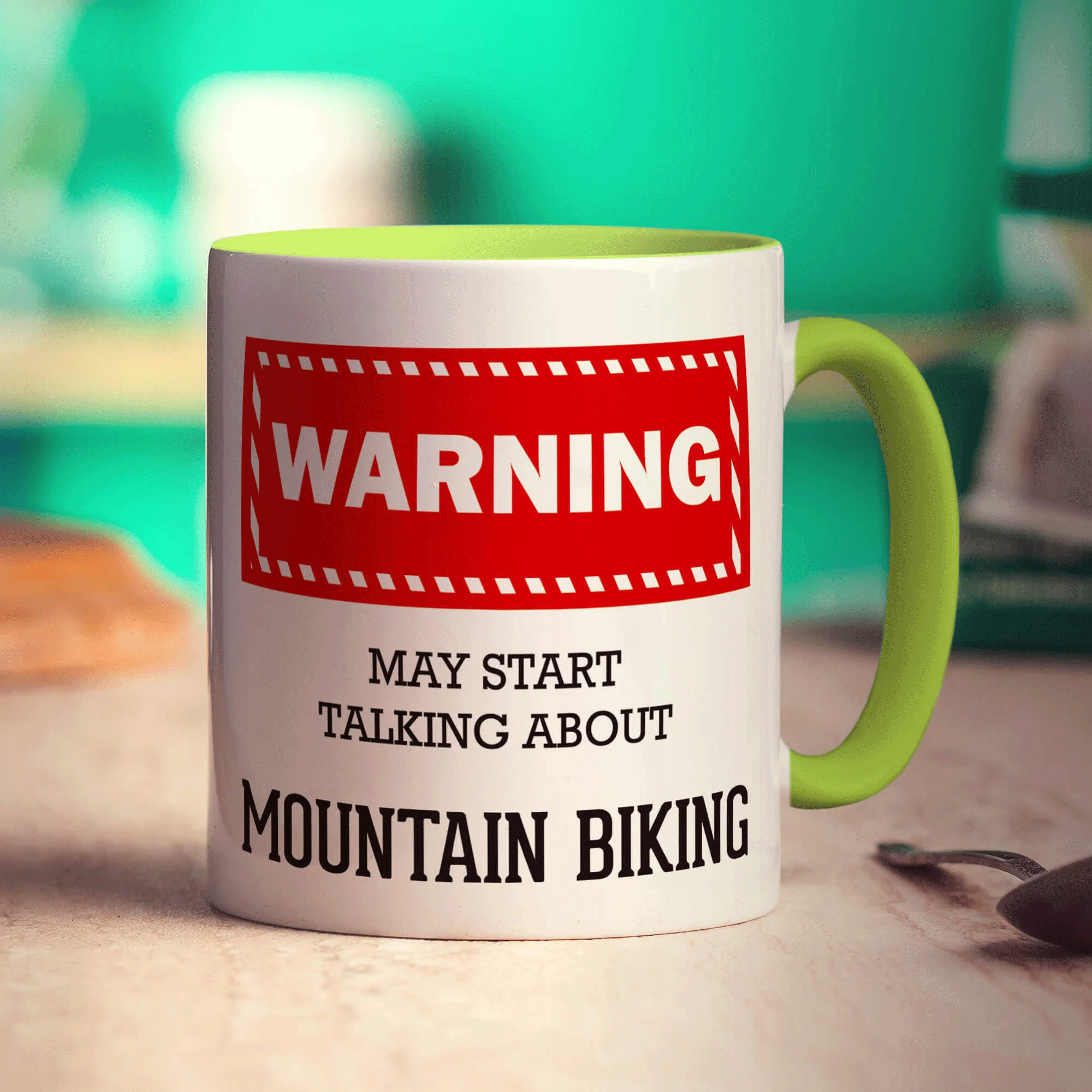 Warning! May Start Talking About Mountain Biking Mug - Image 7