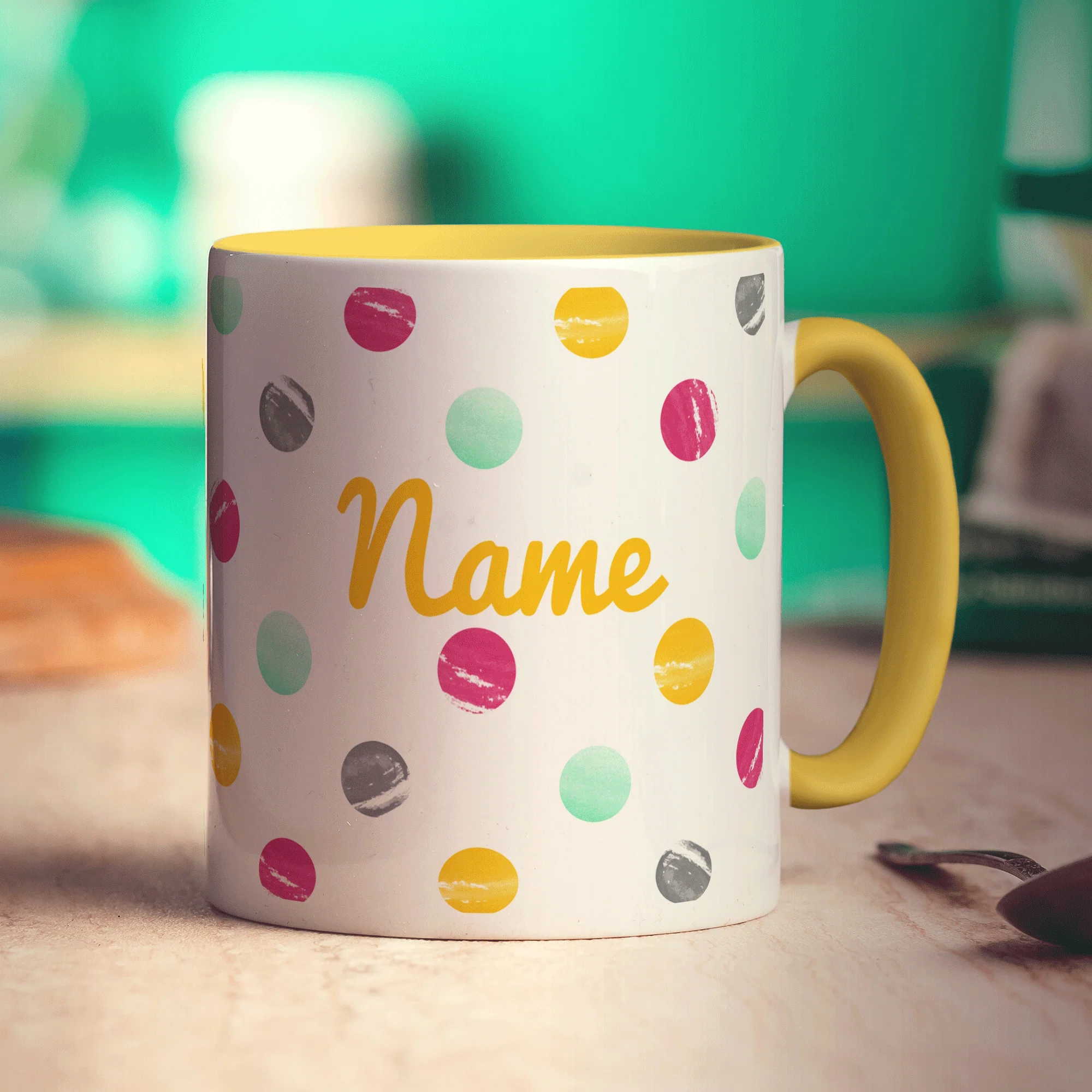 Watercolour Dotty Name Mug - Image 3