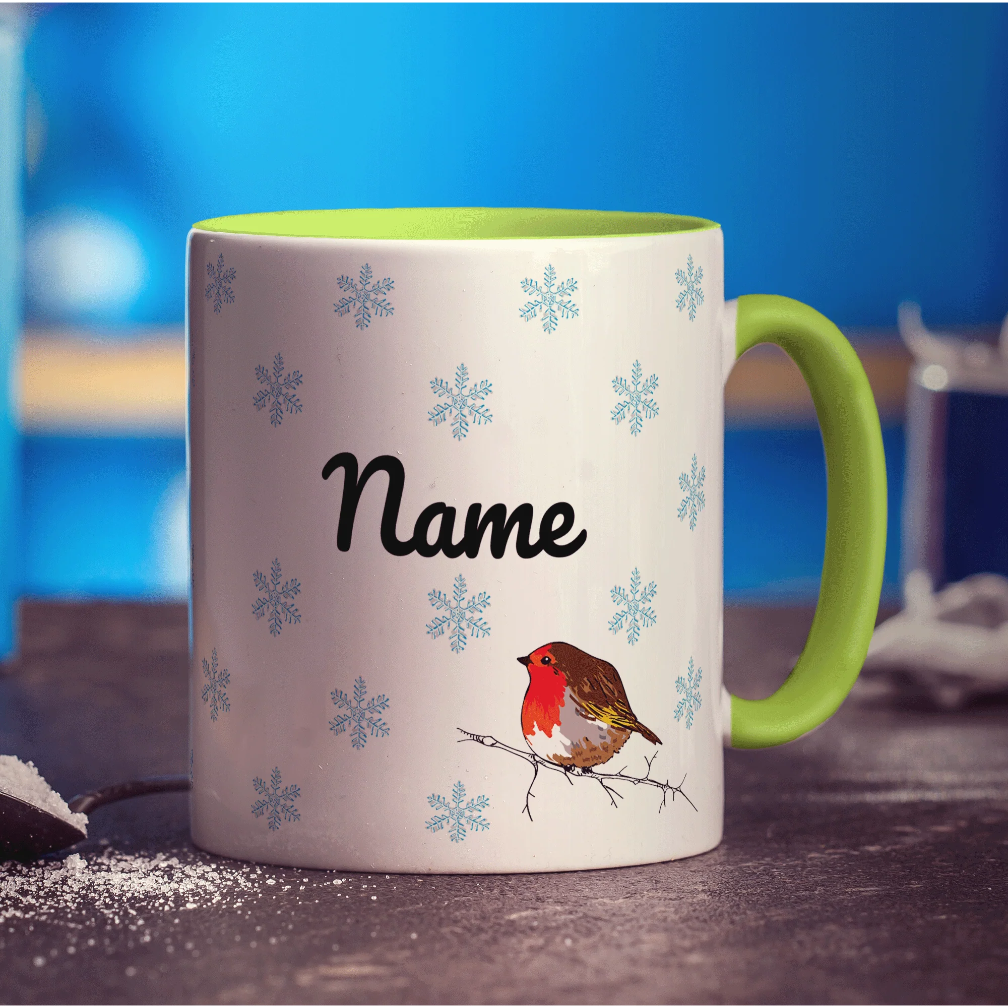 Winter Robin Personalised Name Mug - Image 11