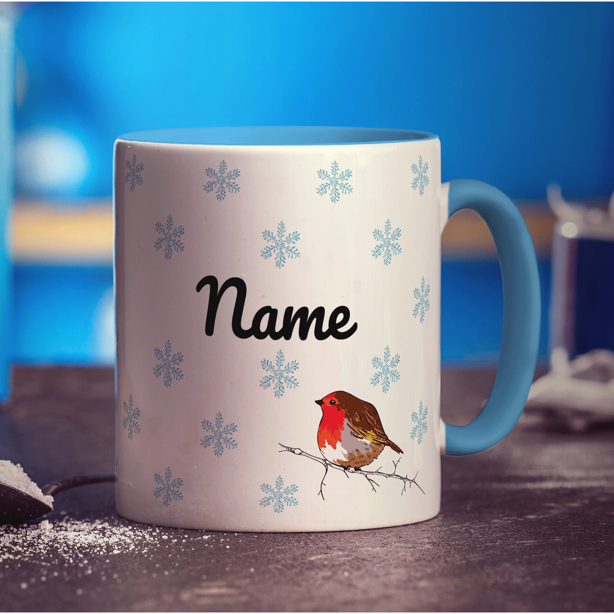 Winter Robin Personalised Name Mug - Image 12