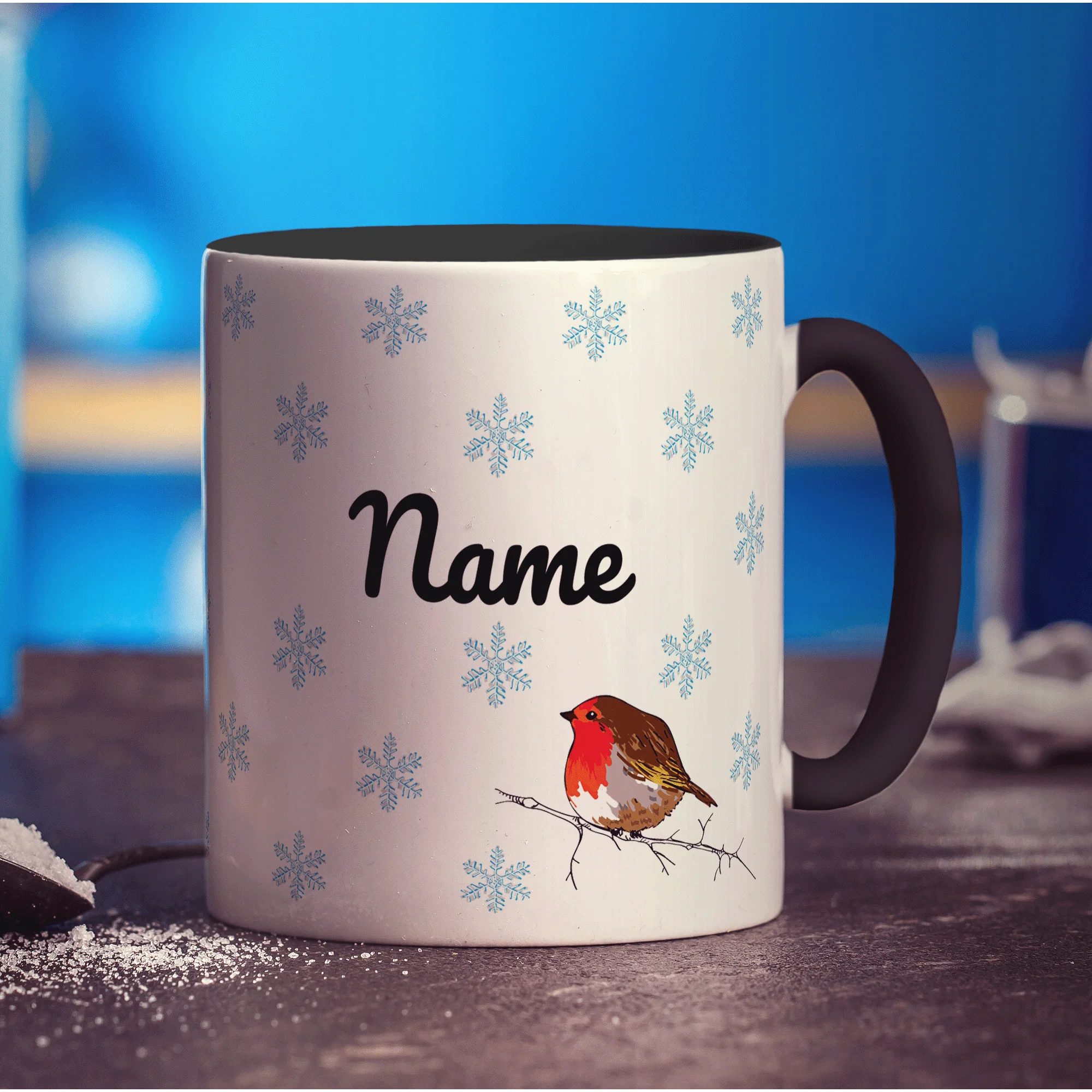 Winter Robin Personalised Name Mug - Image 14