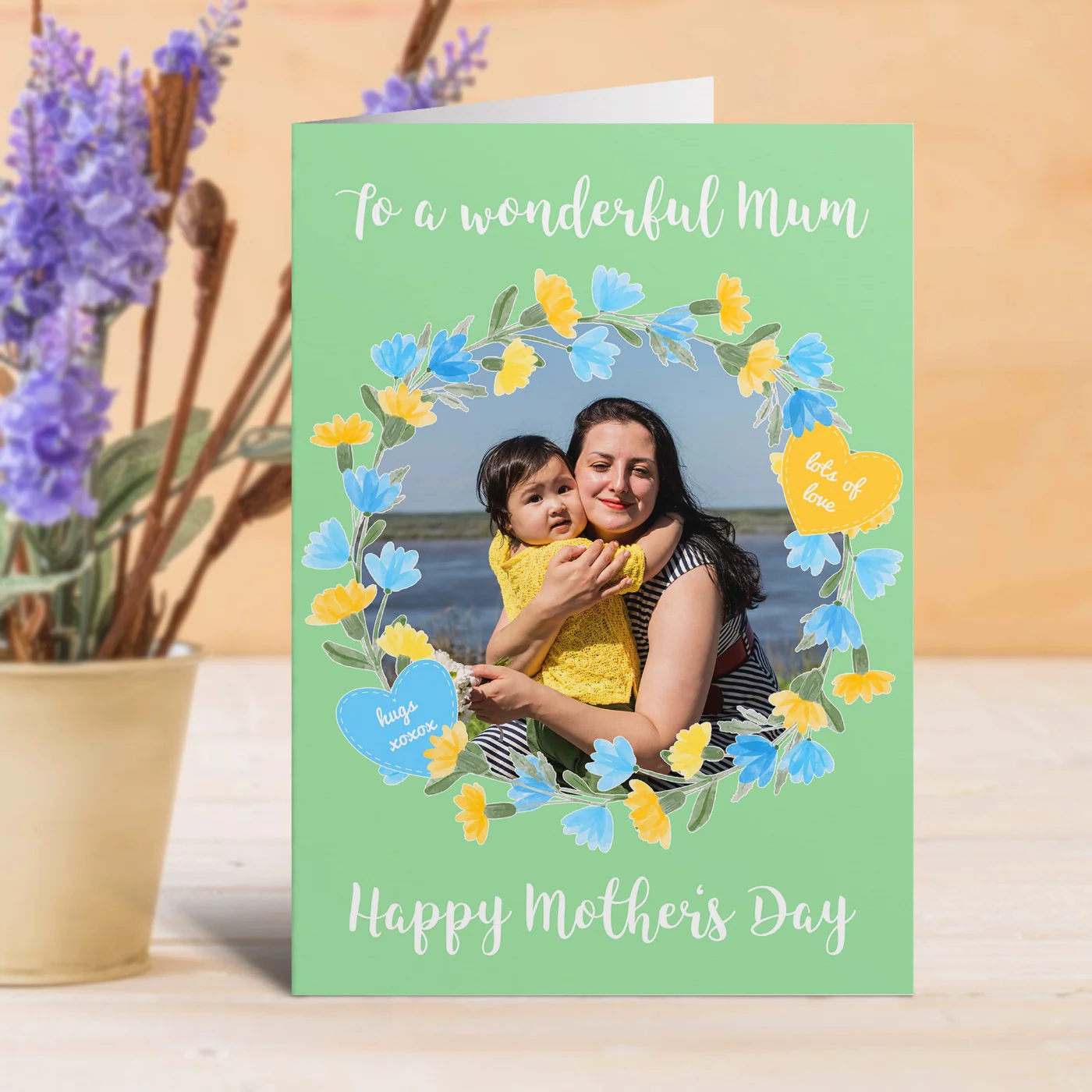 Wonderful Mum with Flowers Photo Mother's Day Card - Image 2