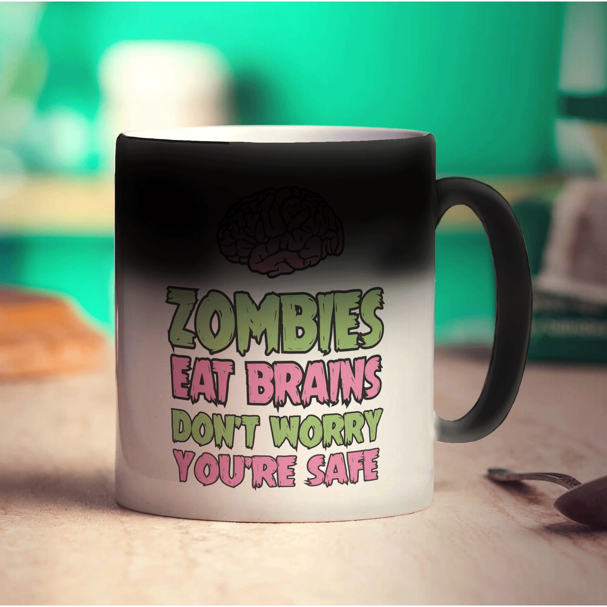 Zombies Eat Brains, Don't Worry You're Safe Mug - Image 6